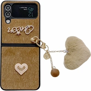 Samsung Galaxy Z Flip 3 Kendin Yap Aşk Peluş Kolye Cep Telefonu Kılıfları (Yurt Dışından)