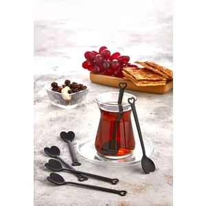 Özel Tasarım 6'lı Siyah Lüks Çay Kaşığı Seti Takımı