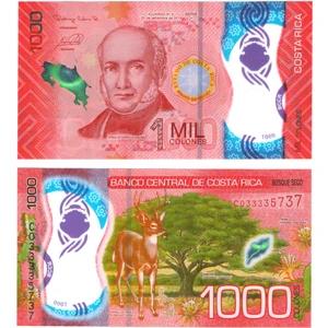 KOSTA RİKA 1000 COLONES 2019 POLYMER, P#280a, ÇİL, ESKİ YABANCI KAĞIT PARA