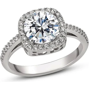 Modern Takı Kare Model Gümüş Tek Taş Yüzük