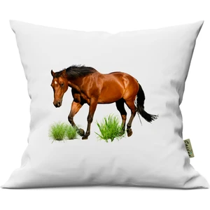 Caisya Butik At Desenli Çift Yön Dijital Baskılı Içi Dolgulu Dekoratif Yastık Kırlent 36X36 Cm