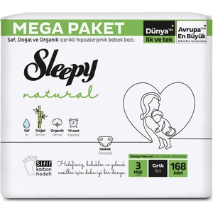 Natural Cırtlı Bebek Bezi Mega Paket 3 Numara 4-9 Kg 168 Adet