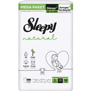 Natural Cırtlı Bebek Bezi Mega Paket 6 Numara 15-25 Kg 88 Adet