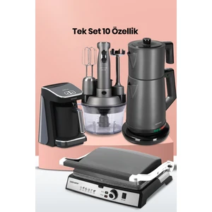 Platinium Elektrikli Mutfak Çeyiz Seti Antrasit Renk 24 Parça Geniş Aileler İçin