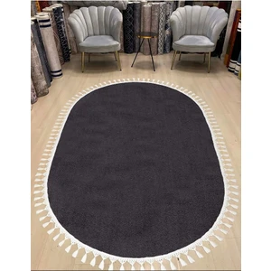 Valery Home Oval Comfort Puffy Ponpon Saçaklı Peluş Halı Antrasit