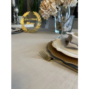 Decamor Home Keten Dokulu Dertsiz Bej Masa Örtüsü