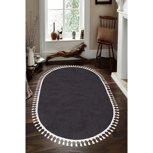 Valery Home Oval Comfort Puffy Ponpon Saçaklı Peluş Halı Antrasit