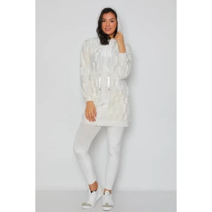 Kadın Kadife Peluş Kombinli Kapüşonlu Tunik Taytlı Takım Eşofman