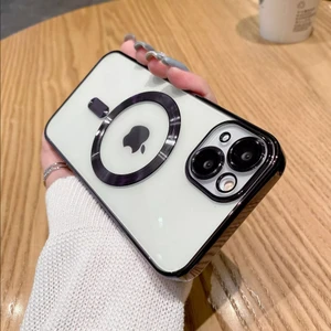 Apple iPhone 14 Kılıf Magsafe Kamera Lensli Korumalı Şeffaf Silikon Kapak