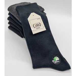 Ciho Socks Premium 6 Çift Bambu Dikişsiz Siyah-Koyu Lacivert-Füme Erkek Soket Çorap