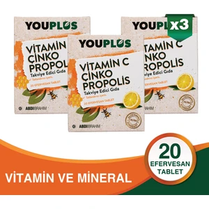 Vitamin C, Çinko & Propolis 20 Efervesan Tablet 3 Adet - Abdi İbrahim