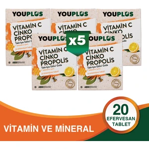 Vitamin C, Çinko & Propolis 20 Efervesan Tablet 5 Adet - Abdi İbrahim