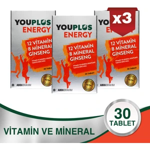 Energy Vitamin ve Mineral Kompleksi 30 Tablet 3 Adet - Abdi İbrahim