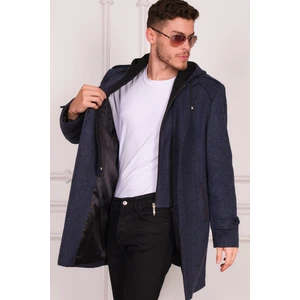 PLT8401 Dewberry Erkek Palto-Desenli Lacivert
