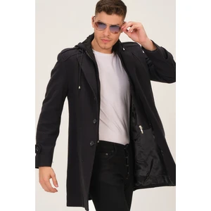 PLT8334 Dewberry Erkek Palto-Siyah-Lacivert