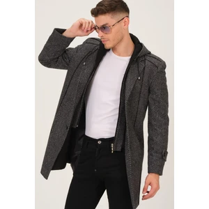 PLT8334 Dewberry Erkek Palto-Desenli Gri