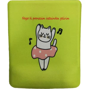 Prenses Kedi Desenli Bilek Destekli Dikdörtgen Mousepad