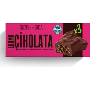 Güzel Ada Gıda Lokma Çikolata Duble Kakao Fındık Vegan Bar 35 gr Organik Glutensiz