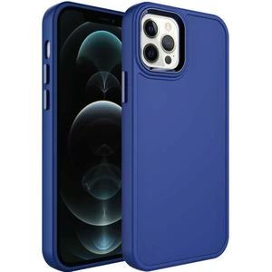 Case 4U Apple iPhone 13 Pro Kılıf Metal Çerçeve ve Buton Tasarımlı Sert Zore Botox Kapak Lacivert