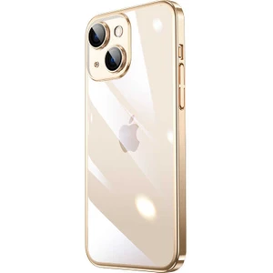 Case 4U Apple iPhone 14 Kılıf Sert PC Renkli Çerçeveli Riksos Silikon Kapak Altın