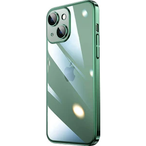 Case 4U Apple iPhone 14 Plus Kılıf Sert PC Renkli Çerçeveli Riksos Silikon Kapak Yeşil