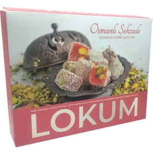 Osmanlı Şehzade Nar Aromalı Antep Fıstıklı Çifte Kavrulmuş Lokum 500gr
