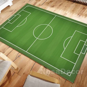 Nesa_Decor Futbol Sahası Desenli Kaymaz Taban Çocuk Odası Halısı Bambu Kalite