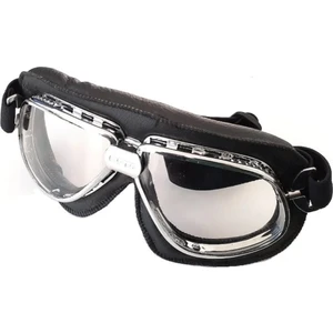 G854B Motosiklet Bisiklet Gözlüğü Krom Chopper Model Gözlük Süngerli Bant Lastikli Beyaz Cam