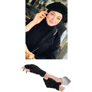 Elif İç Giyim Fransız Ressam Keçe Bere Polar Eldiven 2.li Siyah Set
