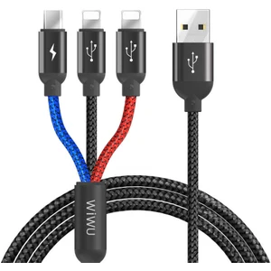 YZ100 3 In 1 USB Kablo Lightning + Lightning + Micro 3A Hızlı Şarj Kablosu 480 Mbps 120 cm