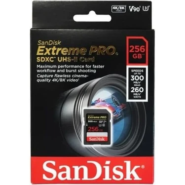 Sandisk Extreme Pro 256GB 300/260MB/S Sdxc Uhs-Iı U3 V90 Fiyatı
