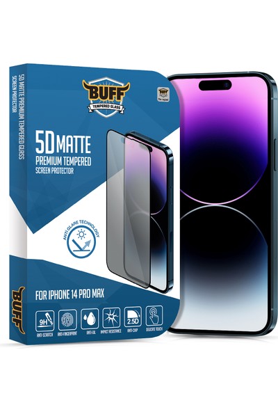 Buff iPhone 14 Pro Max 5d Matte Ekran Koruyucu