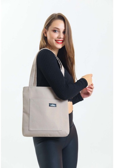 She-Vo 2 Bölmeli Fermuarlı Kol ve Omuz Çantası Tote Bag Lifestyle Çanta 35*35 cm Çanta