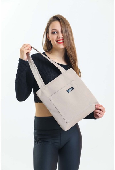 She-Vo 2 Bölmeli Fermuarlı Kol ve Omuz Çantası Tote Bag Lifestyle Çanta 35*35 cm Çanta