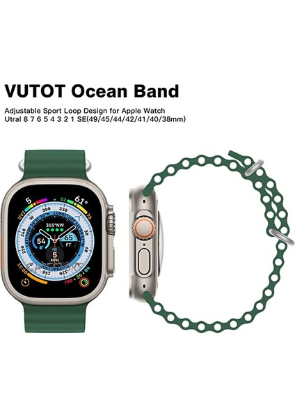 MTK Moveteck Apple Watch Ultra Uyumlu 49MM Kordon Silikon Naylon Kayış Baklalı Bileklik Loop Hasır Ayarlanabilir Kancalı Tokalı Orange Albine Loop Titanium Fit Case