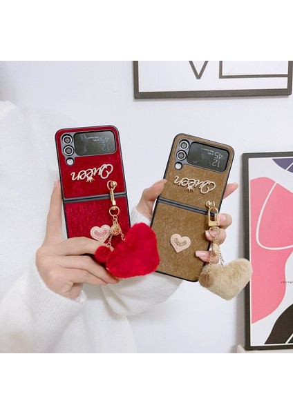 Samsung Galaxy Z Flip 3 Kendin Yap Aşk Peluş Kolye Cep Telefonu Kılıfları (Yurt Dışından) fırsatları