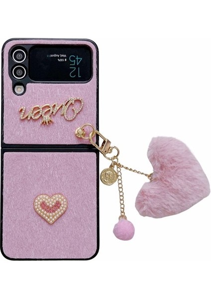 Samsung Galaxy Z Flip 4 Kendin Yap Aşk Peluş Kolye Cep Telefonu Kılıfları (Yurt Dışından)