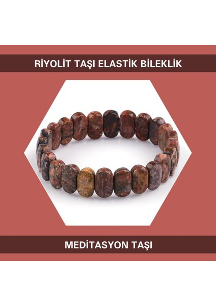 Meditasyon Taşı Riyolit Doğal Taşı Elastik Bileklik DB153