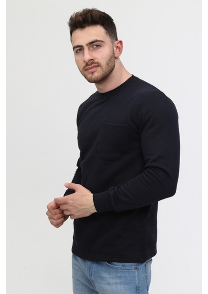 Mualta-Bisiklet Yaka Lacivert 20/10 Iki Iplik Kışlık Iş Sweatshirt modelleri