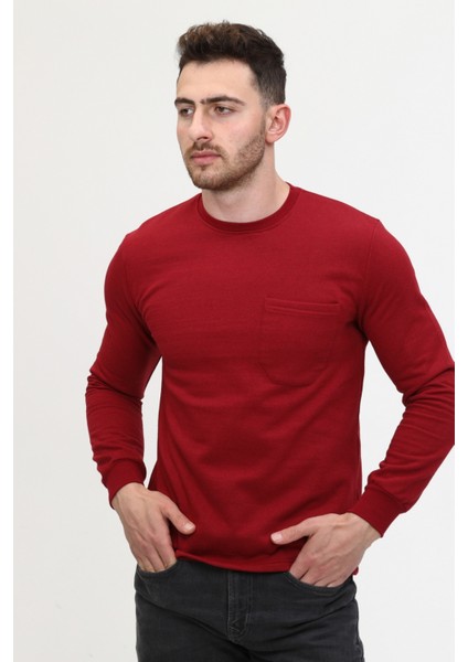 Çamdalı Iş Elbiseleri - Bisiklet Yaka Kırmızı 20/10 Iki Iplik Kışlık Iş Sweatshirt S