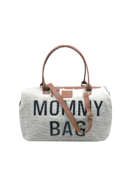 Babysi Mommy Bag Exclusive Ekru Kuzu Peluş 3 Lü Set Baby Anne Bebek Bakım ve Kadın Çantası