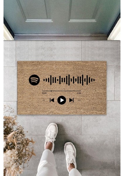 Modern Dijital Baskı - Kişiye Özel Spotify Qr Kodlu - Kapı Önü Paspası 70X45CM