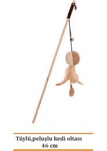 Tüylü ve Peluşlu Kedi Oltası 46 cm