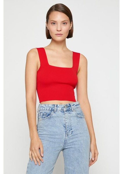 Kadın Kalın Askılı Kare Yaka Crop Atlet modelleri