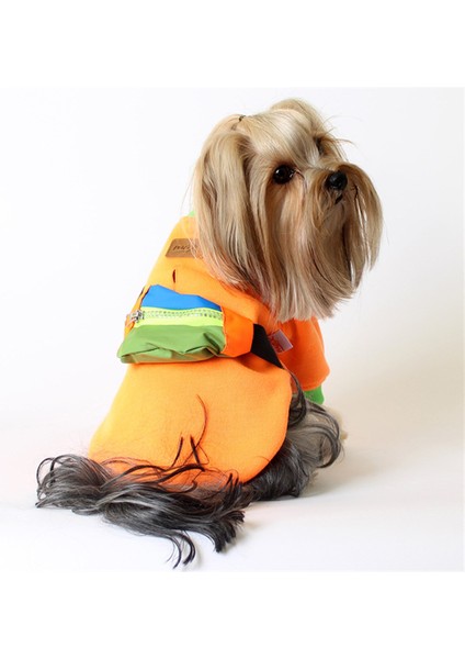 Pet Sweatshirt Çantalı - Turuncu - Köpek ve Kedi Kıyafeti