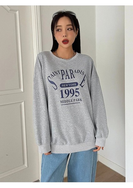 Kadın Saint Paradise Baskılı Oversize Sweatshirt