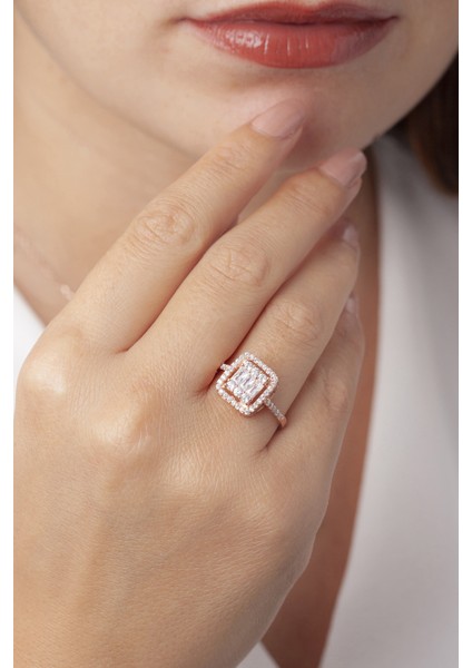 Baget Taşlı Modern Gümüş Yüzük