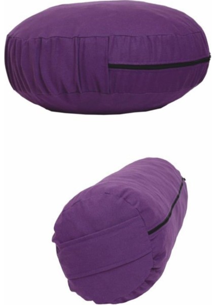 Organik Kabuk Dolgulu Meditasyon Minderi + Bolster Minderi Ikili Set