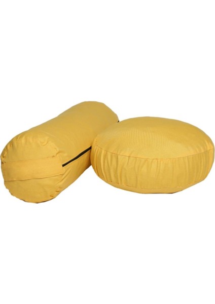 Organik Kabuk Dolgulu Meditasyon Minderi + Bolster Minderi Ikili Set