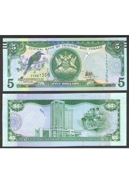 TRİNAND AND TOBAGO 5 DOLAR 2006, P#47c, ÇİL, ESKİ YABANCI KAĞIT PARA